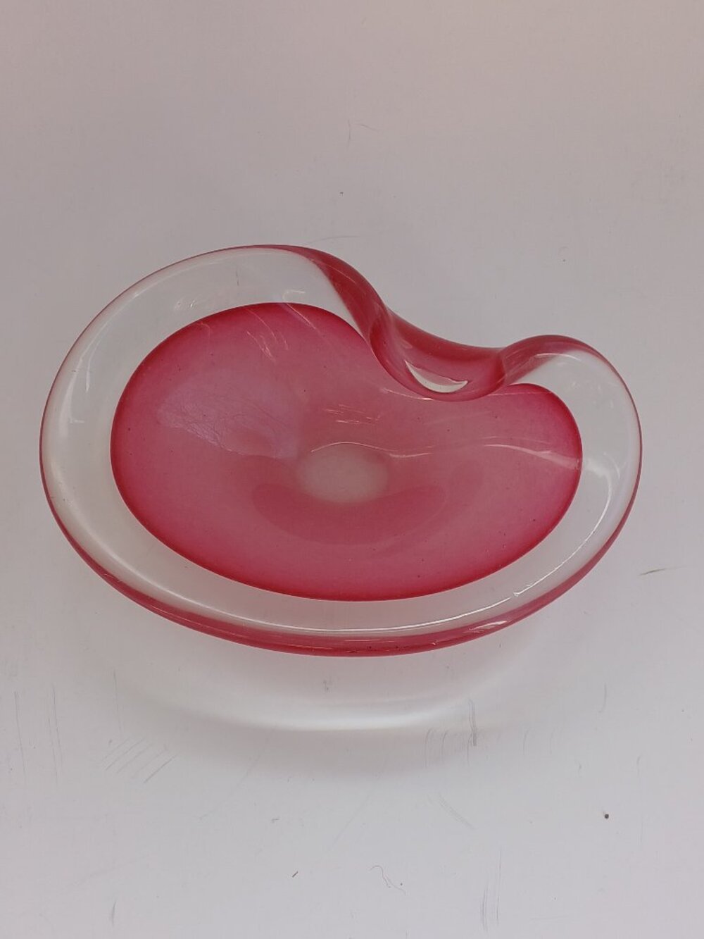 Murano Barbini Sommerso Opaline Pink Italian Art Glass Bowl MCM Ashtray Dish